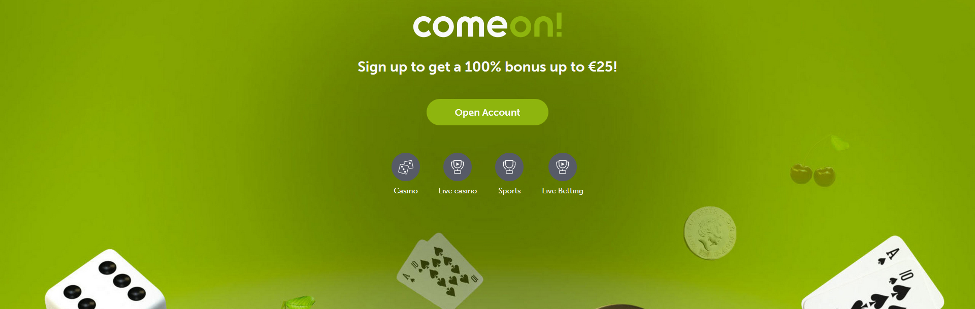 Screenshot ComeOn casino.